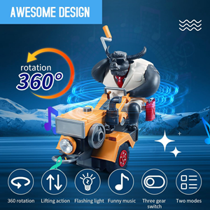 اسباب بازی ماشین چمن زن نارنجی و گاو باغبان MR.Cow Funny Tractor toy_اسباب بازی